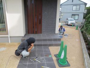 新築外構 タイルアプローチ カーポート